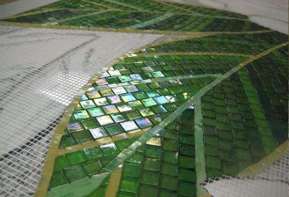 Glass tile mosaic detail