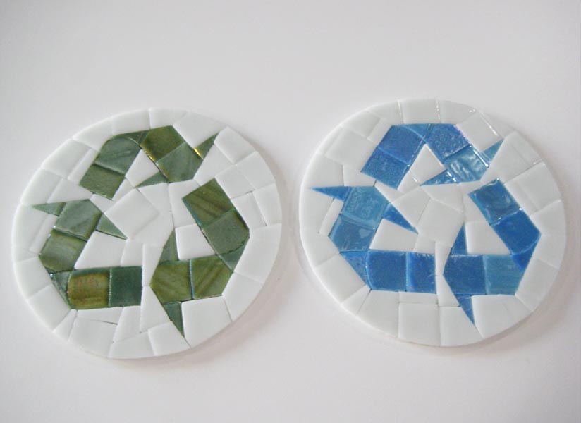 Glass tile mosaic signs