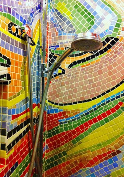 Custom porcelain tilework in a shower