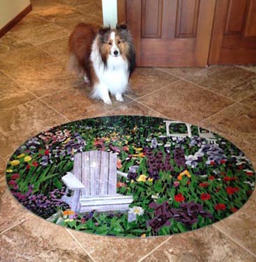 Custom glass tile mosaic floor